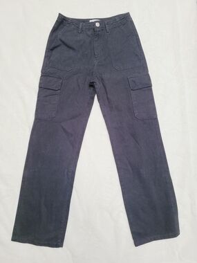 Zara Black Cotton Utility Cargo Pants